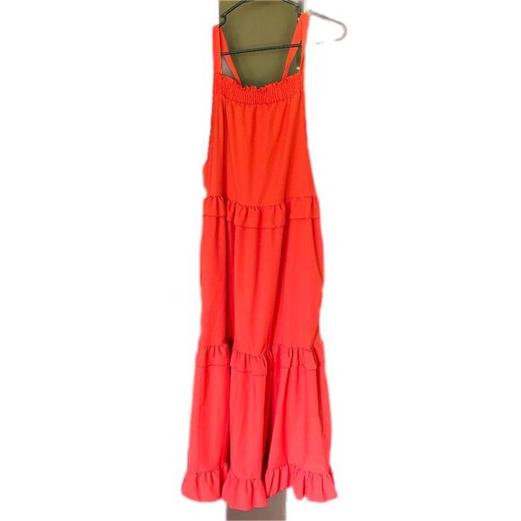 Maxi Dress Women L Orange Ruffle Boho Retro Cottagecore Hyper Feminine whimsy - Picture 4 of 9